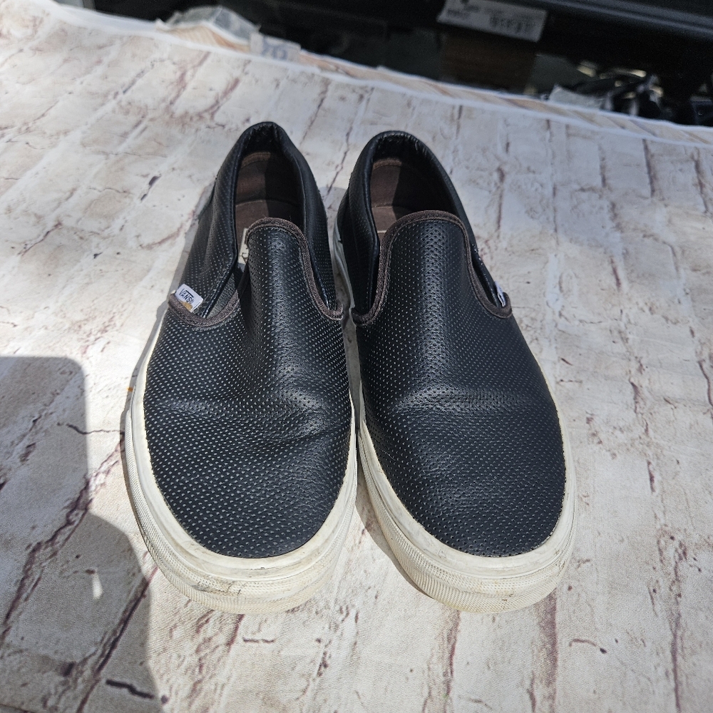 VANS Unisex Black‎ Skater Leather Slip on Sneakers/Shoes Women 9/ Mens 7.5